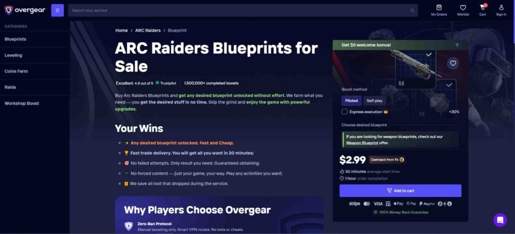 Arc Raiders blueprints for sale