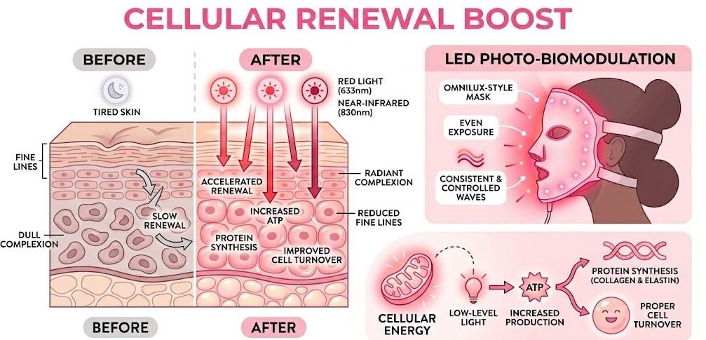 How Omnilux Mask Reduces Wrinkles And Enhances Radiance 1 cellular Renewal Boost