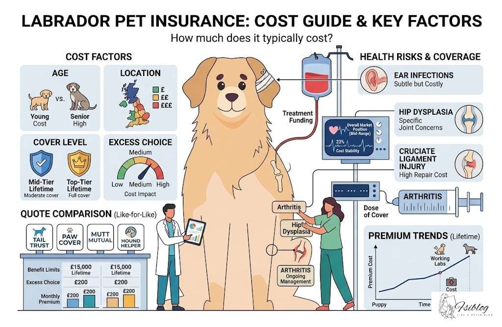 How much does pet insurance for a Labrador typically cost?