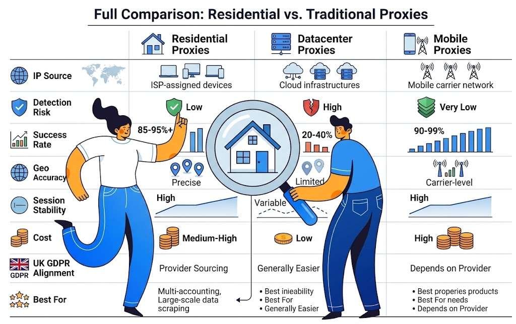 Residential Proxies vs Traditional Proxies: A Full Comparison