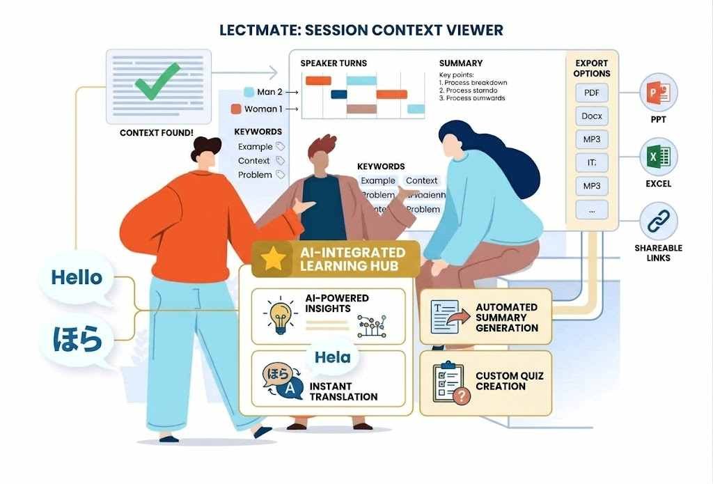 LectMate for Classes, Interviews, and Multilingual Review 1 LectMate Makes the Learning Context Easier to Follow