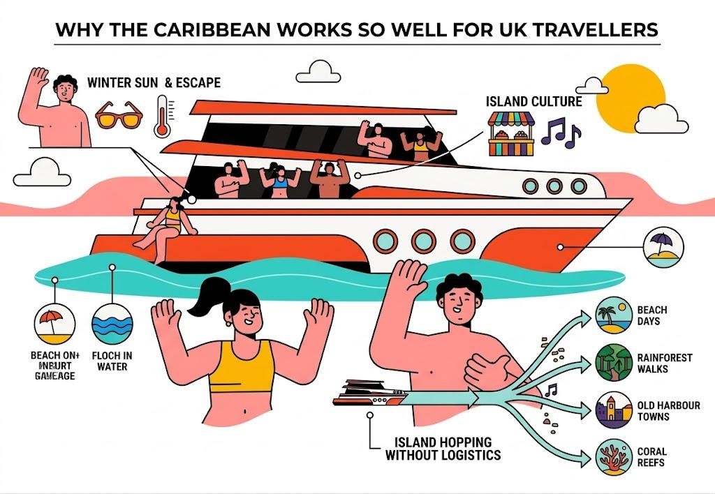Why Caribbean Cruises Appeal to UK Travellers Looking for Both Adventure and Rest 1 Why the Caribbean Works So Well for UK Travellers