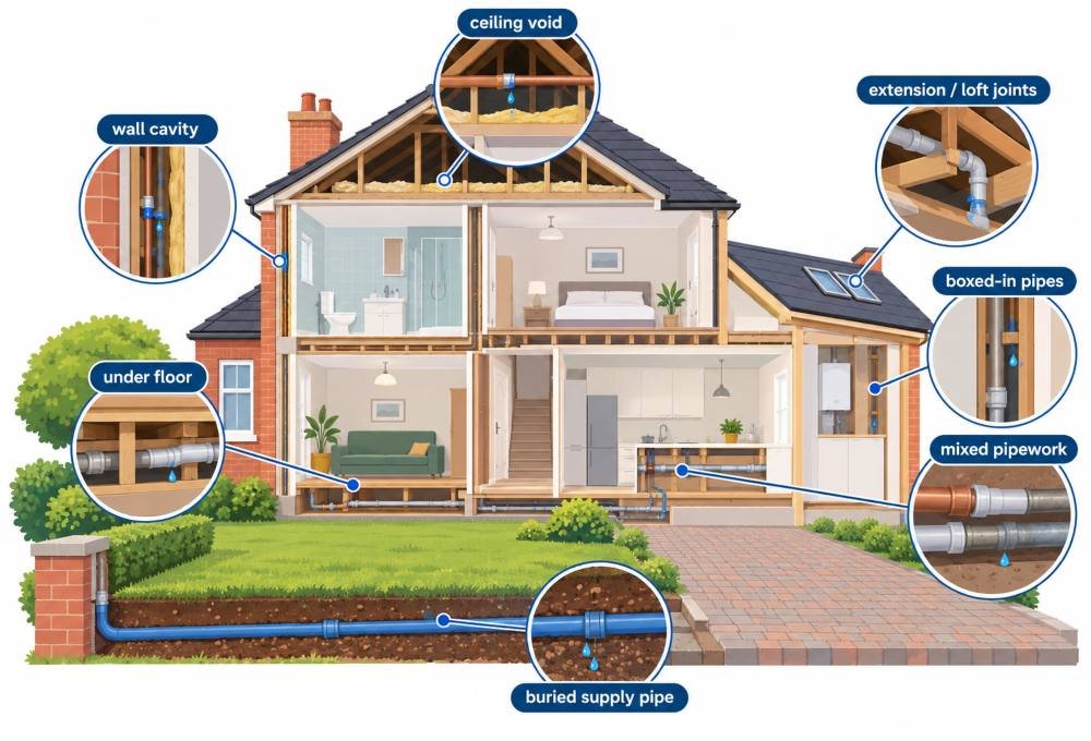Hidden Water Leaks At Home: The Signs, The Causes And How They Are Found Without Wrecking Your Walls 1 What Counts As A Hidden Leak